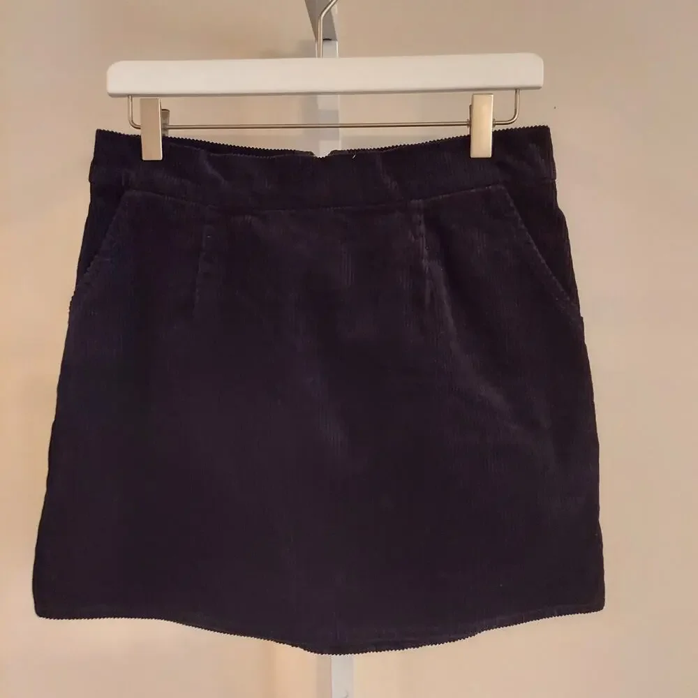Xhiliration‎ Black Corduroy Mini Skirt Medium Pockets Twee Grunge Goth